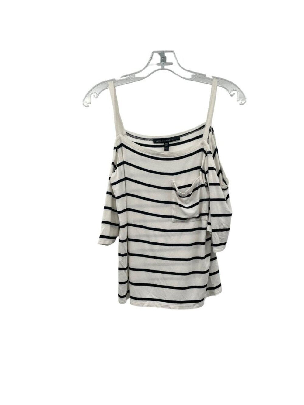 WHBM Cold Shoulder Striped Top Short Sleeve Black/Ivory Size XXS